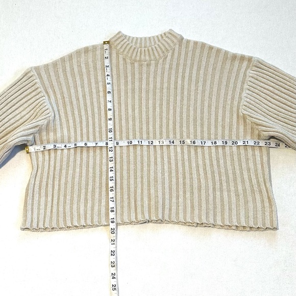 URBAN OUTFITTERS MOCK NECK BALLOON SLEEVE THICK RIBBED LIGHTWEIGHT SWEATER SzXS - Picture 8 of 9